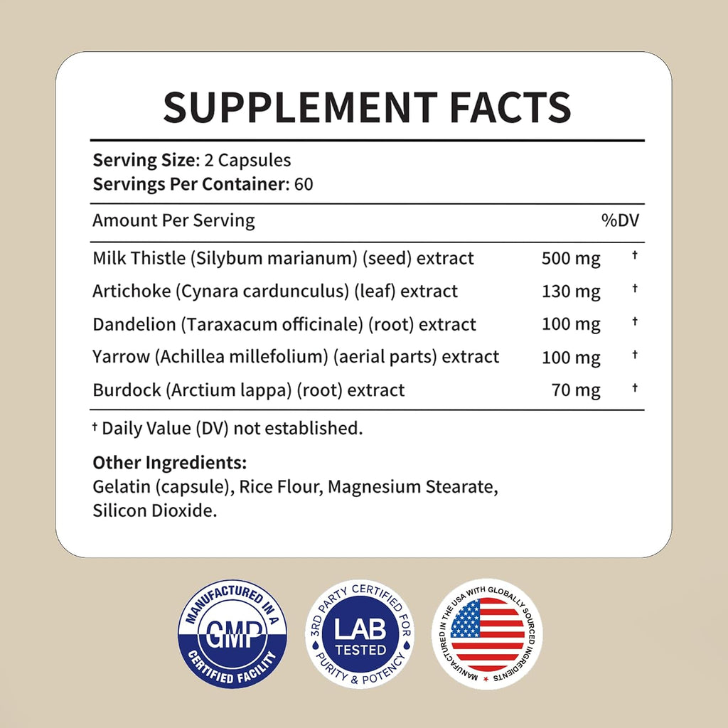 120 Capsules Milk Thistle Liver Cleanse Detox & Repair Supplement -Formulated Happy Liver Support - Liquid Herbal Supplements for Liver Health-Made in USA - PrimeBioHealth - canada supplements