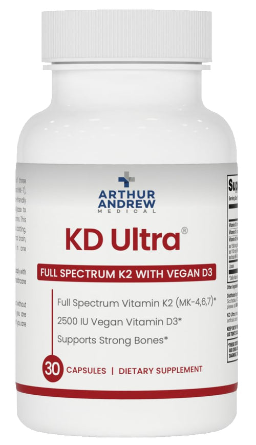 Arthur Andrew Medical, KD Ultra, Full Spectrum K2 & D3, 90 Capsules | Full Spectrum Vitamin K2 (MK4, MK6, MK7), Vitamin D3, & Lipase. Heart, Bone, And Circulation Support.