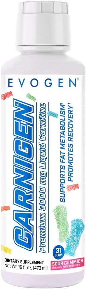 Evogen Carnigen Liquid 3000 | Energy Support | Sour Gummies | 31 Servings