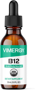 Vimergy USDA Organic Liquid Vitamin B12 Supplement 2500 mcg, Methylcobalamin & Adenosylcobalamin – Energy Support, Vegan, Non-GMO B12 Vitamins for Women & Men 30 Serving (30 mL)