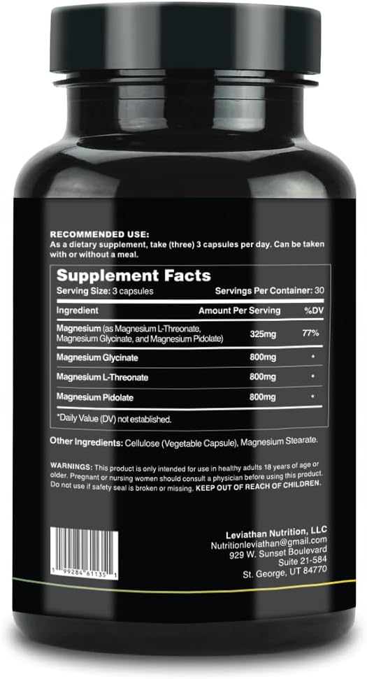 Leviathan Nutrition Full Spectrum Magnesium | with Magnesium L-Threonate, Pidolate, and Glycinate