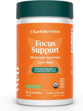 Charlotte's Web Focus Support Mushroom Gummies for Focus and Energy w/Lion’s Mane, Natural Cognitive Support Lions Mane Gummies for Adults — Tangerine Flavor (30 Servings)