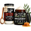 Beef Tallow for Cooking (14 oz) & Organic Beef Tallow for Skin - 4 OZ (Eucalyptus)