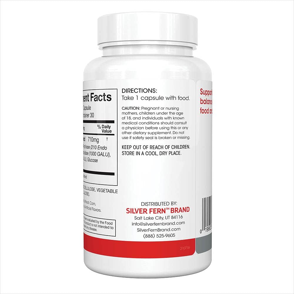 Silver Fern Bloat & Gas Relief Digestive Enzyme Blend 1 Bottle 30 Servings | FODMAP & Bloating Digestion Supplement with Tolerase L, Pectinase & More (1 Bottle)