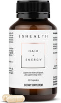 JSHealth Hair Growth Vitamins for Women. Hair + Energy with Kelp Iodine and Zinc. Supports Thickness, Strength, Energy. Nutritionist-Formulated (60 Capsules) | Hair Vitamins for Women and Men, Zinc and Iodine Hair Supplements for Hair Growth