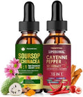 Soursop Echinacea Drops & Liposomal Cayenne Pepper Drops Supplement Bundle