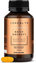 JSHealth Daily Energy Supplement for Women, Vegan, 60 Tablets | Once Daily Energy Vitamins with American Ginseng, Rhodiola, B Vitamins, Vitamin C, Zinc. Supports Stamina and Stress.
