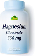 ALFA VITAMINS Magnesium Gluconate 550mg, Dietary Supplement, Supports Muscle & Nerve Function, Bone Health & Bedtime Support, Easy Absorption, Essential Vitamins for Wellness, 100 Tablets