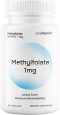 envitamin 5-MTHF - Methylfolate (Active B9 Folate) Supplement - 30 Capsules - 5-MTHF 1mg