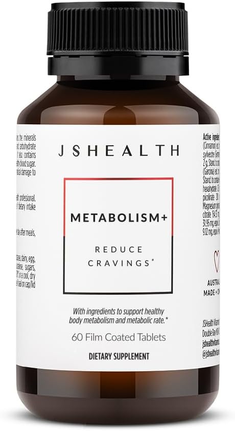 JSHealth Metabolism Dietary Supplement, Gluten-Free, 60 Tablets | Chromium for Healthy Blood Sugar and Cravings Support. With Zinc, Magnesium, Cinnamon, Gymnema. By Nutritionist Jessica Sepel