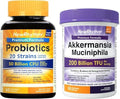 NewRhythm Probiotics Bundle, 50 Billion CFU 20 Strains and Akkermansia Muciniphila 200B TFU, Digestive Health and Immune Health, Booster Gut Lining Repair, 60 Veggie Capsules