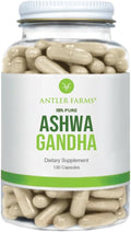 Antler Farms Ashwagandha Root & Extract - 130 Capsules, 1200mg | 100% Pure Organic Ashwagandha Capsules, Standardized to 5% Withanolides, Enhances Mental Performance, Energy, and Immunity