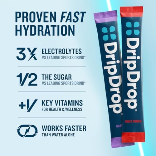 DripDrop Hydration Bold & Juicy Variety Bundle Electrolyte Packets, 32 Ct | Grape, Fruit Punch, Strawberry Lemonade, Cherry, Watermelon, Berry, Lemon, Orange; Single Serve Powder Drink Mix