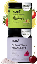 HUM Nutrition Flatter Me Fiber + Dream Team Magnesium Powder Bundle – Digestive Support Fiber & Magnesium Bisglycinate Drink Mix with L-Theanine & Tart Cherry, Cherry Lemon, 2-Product Wellness Routine