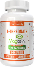 Magtein Magnesium L Threonate Supplement with L Theanine, Lemon Balm and Apigenin, High Absorption 120 Purified Veggie Capsules, 1400 mg, Gluten Free, Non-GMO, Vegetarian