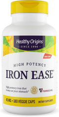 Healthy Origins Iron Ease Ferrochel 45 mg, 180 Veggie Caps