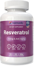 Resveratrol Supplement - Pure Trans-Resveratrol from Japanese Knotweed - Supports Energy & Anti-Aging - Potent Antioxidant - 120 Capsules for 120 Day Supply - Made in USA, Lab Tested