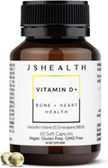 JSHealth Vitamin D3 1000IU Supplement. Vegan D3 Vitamins Support Bone Health, Muscle Strength, Heart Health, Immune Support. Vegan. By Nutritionist Jessica Sepel (60 Tablets) | Bone and Heart Health, and Immune Support, 1,000 IU Vitamin D3 per Capsule