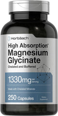 Horbaach Magnesium Glycinate 1330mg | 250 Capsules | Buffered with Chelated Minerals | 240 mg per Serving | Non-GMO, Gluten Free Supplement
