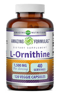Amazing Formulas L-Ornithine 1500 Mg Per Serving Veggie Capsules Supplement | Non-GMO | Gluten Free | Made in USA (120 Count)