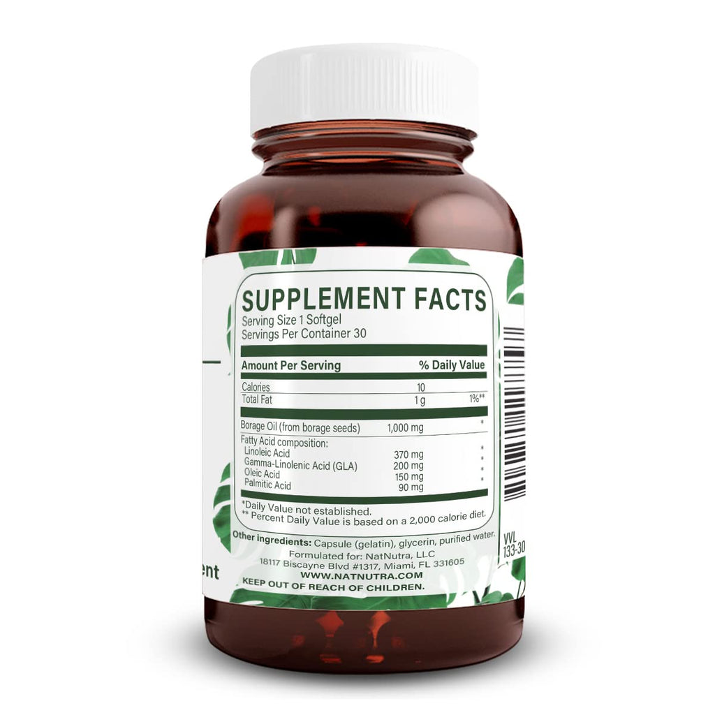 Natural Borage Oil Supplement, Omega-6 Fatty Acid, 90 Softgels | Rich in gamma-linolenic acid (GLA), Supporting Skin, Nerve, & Joint Health