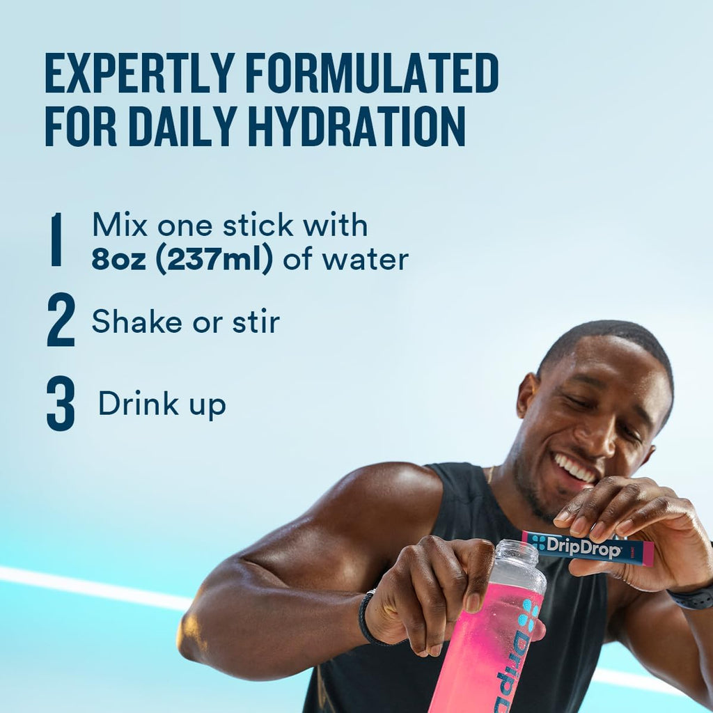 DripDrop Hydration Juicy Tropical Variety Bundle Electrolyte Packets, 64 Ct | Grape, Fruit Punch, Strawberry Lemonade, Cherry, Mango, Açaí, Passion Fruit & Piña Colada; Single Serve Powder Drink Mix