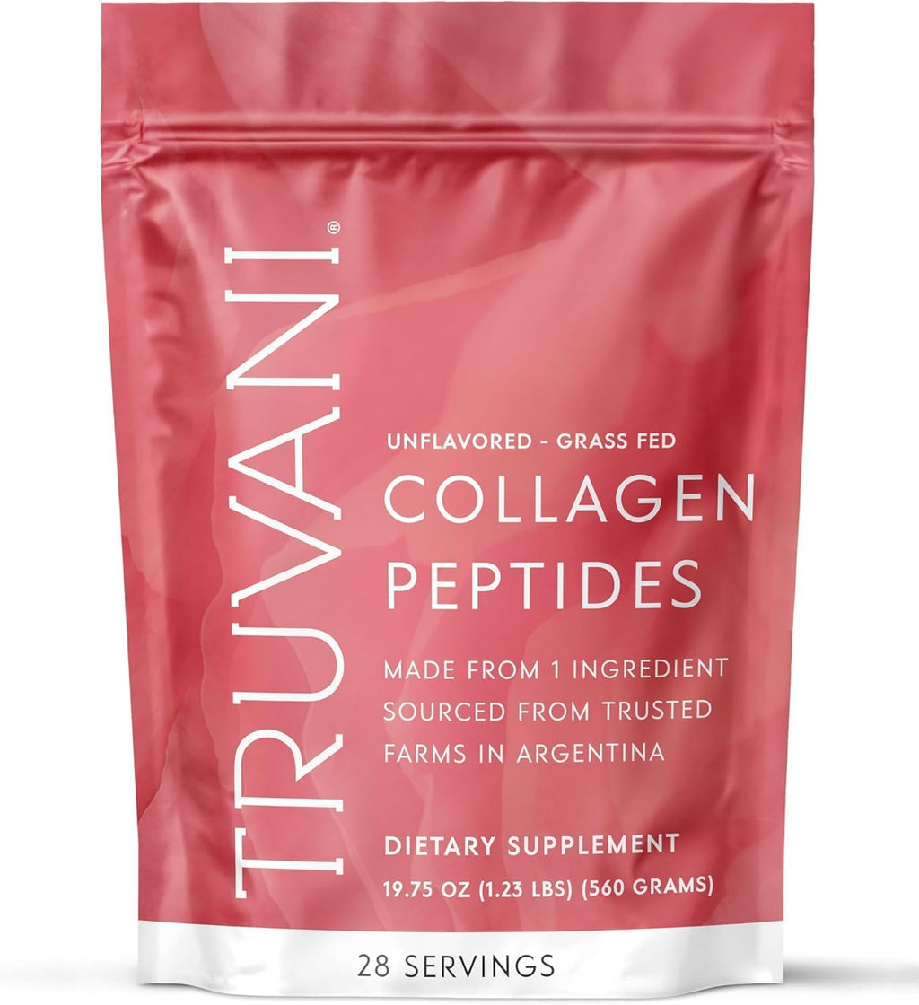 Truvani Hydrolyzed Collagen Peptides | Unflavored | 28 Servings | 20g Grass-Fed Collagen Protein Powder | Promotes Hair, Nail, Skin, and Joint Health | Keto | Gluten & Dairy Free