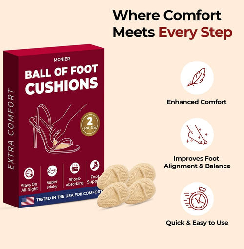 Ball of Foot Cushions for Women | Metatarsal, High Heel Comfort | High Heel Comfort for Ball of Feet, Shoe Cushions, Toe For Heels, Shoe Pads Inserts, One Size Fits All (2 Pairs)