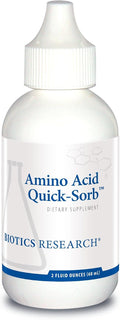BIOTICS RESEARCH Amino Acid Quick Sorb Liquid Formula, Highly Absorbed, Glycine, L Alanine, L Arginine HCl, L Lysine HCl, L Proline, L Histidine HCl, L Serine, L Threonine, L Valine, 2 Fluid Ounces