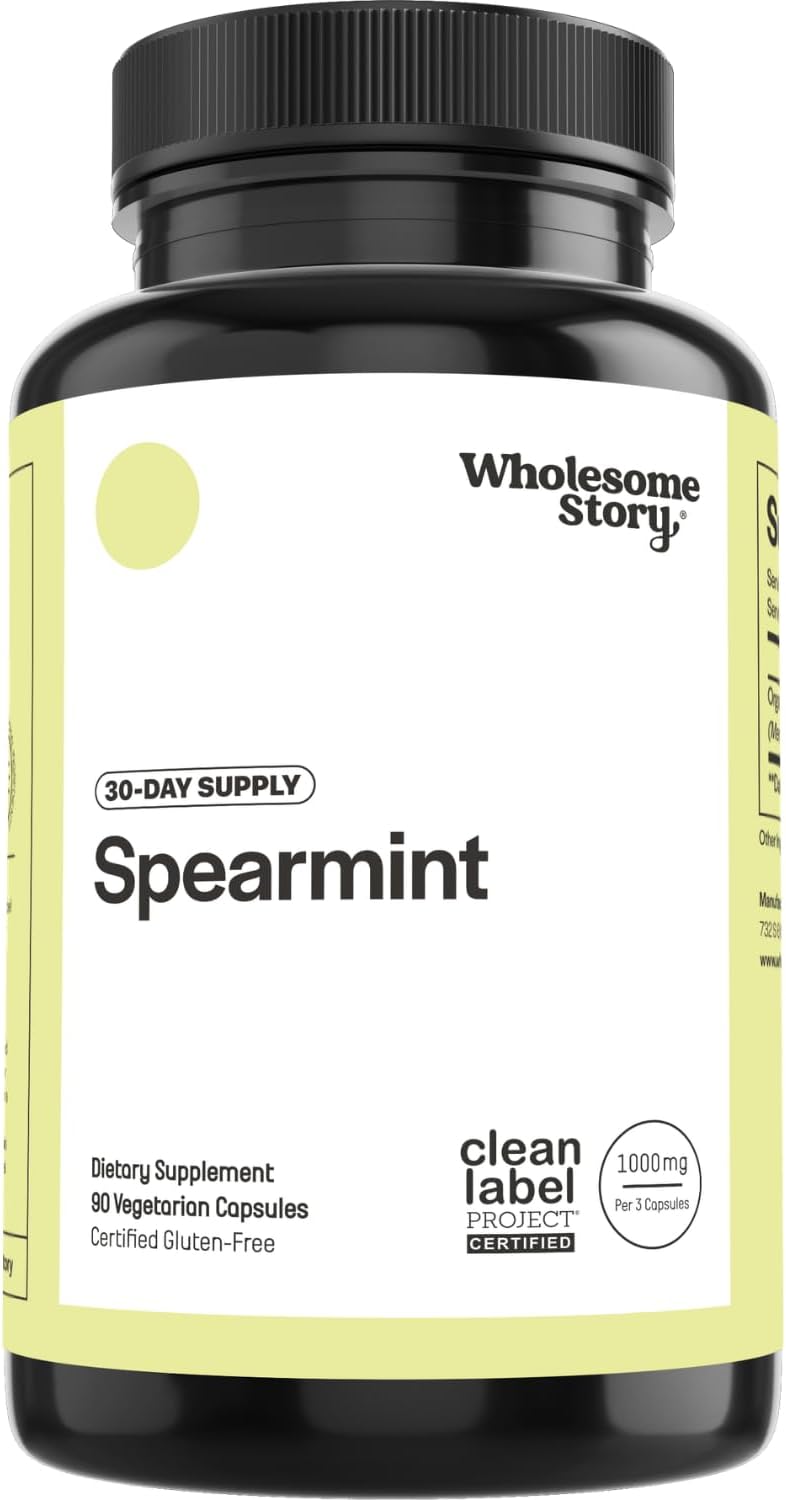 Wholesome Story Spearmint Capsules Supplement | 1000mg Spearmint Leaf | 333.33mg Per Capsule | Supports Hormones, Digestion & Gut | Mentha Spicata | 30-Day Supply