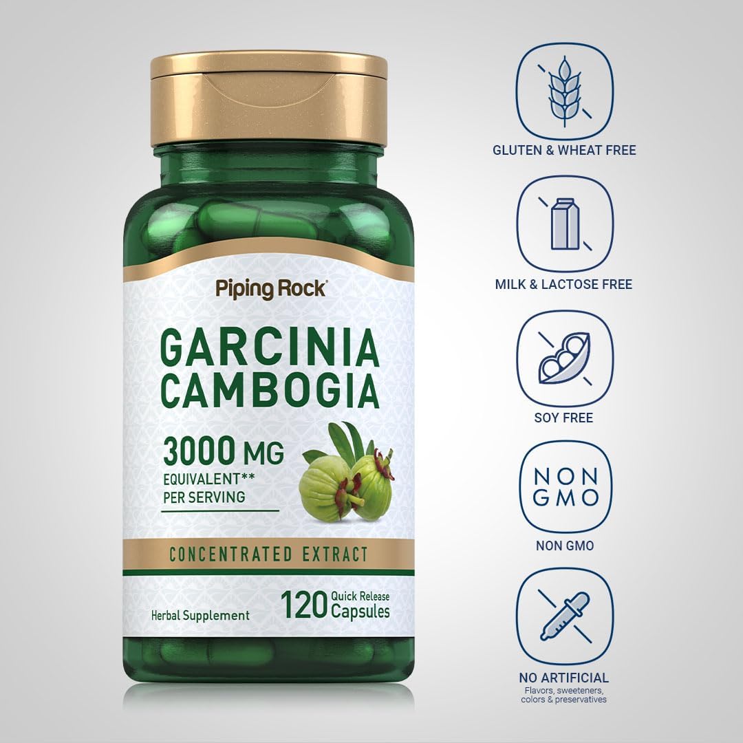 Piping Rock Garcinia Cambogia Extract Capsules | 120 Count | Concentrated Pills | Non-GMO, Gluten Free Supplement