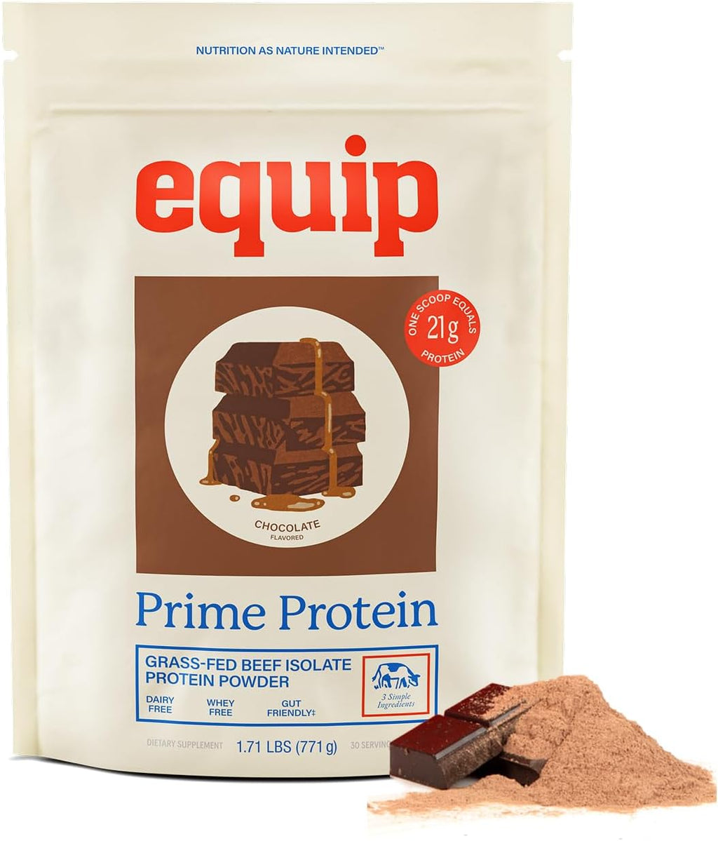 Equip Foods Chocolate & Vanilla Grass-Fed Isolate Beef Protein Powder - Paleo and Gluten Free Protein Powder - Helps Build and Repair Tissue, Gluten Free