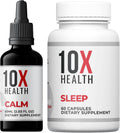 10X Health Calm Drops - AM Calm + PM Sleep Kit | L-Theanine & GABA Liquid Drops + Magnesium, L-Theanine & Melatonin Capsules, 2-Pack