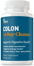 Dr. Tobias Colon 14 Day Cleanse | Supports Digestion & Gut Health | Colon Cleanse Detox | Constipation Relief & Gut Health Support for Women & Men | Psyllium + Senna + Probiotics | 28 Capsules