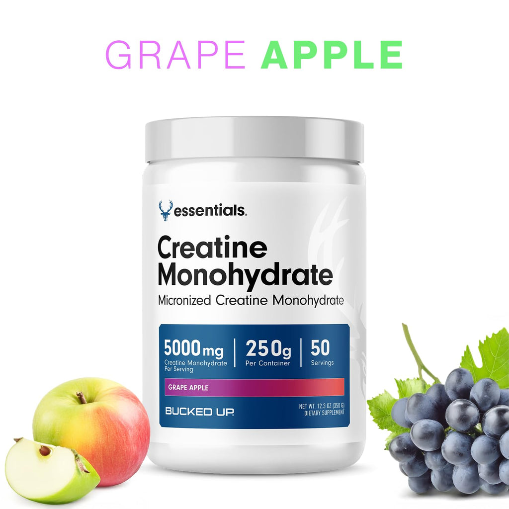Bucked Up Pure Micronized Creatine Monohydrate for Women and Men - Easy to Mix and Unflavored - 5G Per Serving - 50 Servings - 250 Grams Per Container