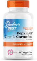 Doctor's Best PepZin GI, Zinc-L-Carnosine Complex for Men & Women - Zinc Carnosine Supplement Caps for Gut Health, Digestive Support, & Stomach Comfort, Vegan, Gluten Free - 120 Veg Capsules