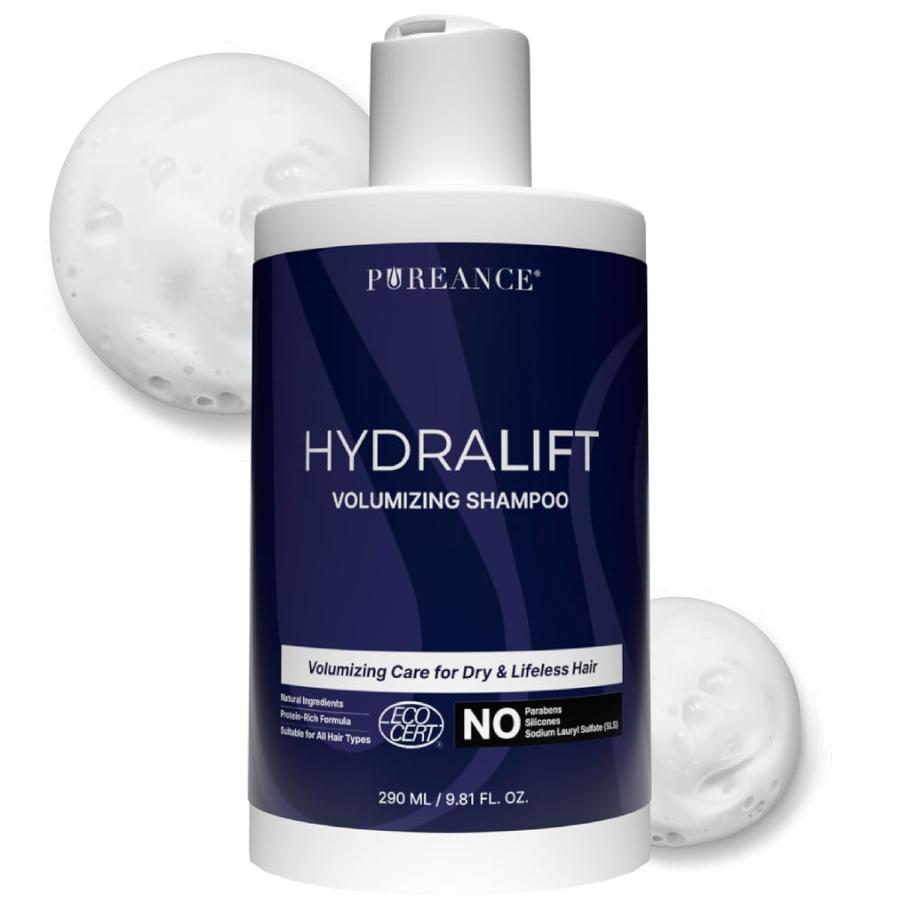 PUREANCE Hydralift – Volumizing Shampoo for Thinning Hair for Women & Men | Clean Hair Thickening & Volume Shampoo – Sulfate-Free with Wheat Protein, Betaine, Glycerin, Aloe & No Parabens – 9.81 Fl Oz