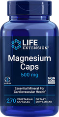 Life Extension Magnesium Caps 500mg, 270 Vegetarian Capsules | 3 Forms of Magnesium (Oxide, Citrate, Succinate). Non-GMO, Gluten Free, Vegetarian.