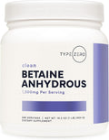 Type Zero Betaine Anhydrous Powder (1 LB) Unflavored, 1,500mg Per Serving | Clean Betaine Anhydrous Supplement, TMG, Trimethylglycine, Keto, GMO-Free