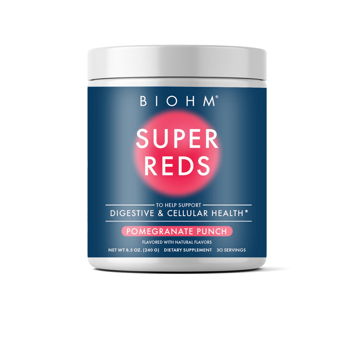 BIOHM Super Greens, Green Superfood Powder (8.5 Oz, 30 Servings) Antioxidant Veggie Powder & Smoothie Mix, 34 Superfoods & Spirulina, Digestive Enzymes, Prebiotics and Probiotics, Mixed Berry Flavor