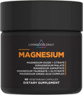 Livingood Daily Magnesium Supplement with Magnesium Glycinate, Citrate, Malate, Oxide, Aspartate, Amino Acid Complex and Chicory Root for Heart Health, Sleep and Muscle Support, 300mg, 60 Capsules