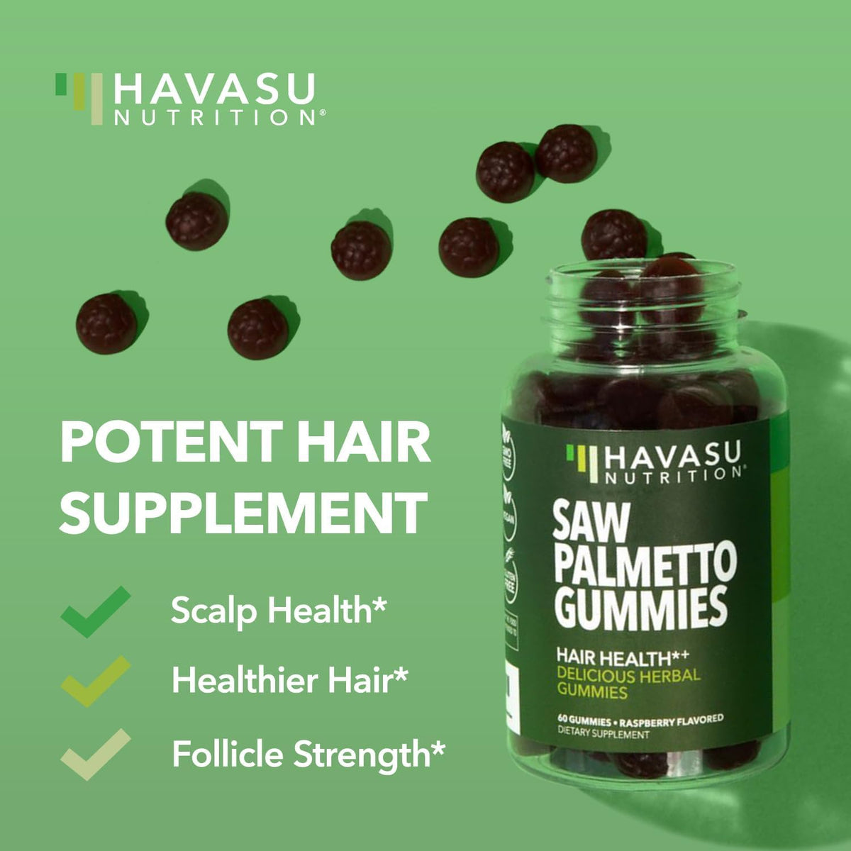Saw Palmetto Gummies for Men, Prostate Health Supplement, 60 Count | DHT Blocker for Men for Hair Health & Male Patterned Balding, Supports Scalp and Prostate Wellness, Raspberry, 30 Day Supply