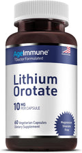 Lithium Orotate 10mg per Capsule - 60 Vegetarian Capsules. Memory and Emotional Wellness Support - Magnesium Stearate Free - 2 Months Supply of Lithium Supplement.