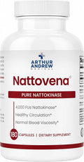 Arthur Andrew Medical, Nattovena, Pure Nattokinase 4000 FU, 180 Capsules | Double Strength Pure Nattokinase 4000 FU. Cardiovascular Support, & Healthy Blood Viscosity. Soy Free, Non-GMO, Vegan