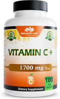 NaturaLife Labs Vitamin C with Vitamin D3, Zinc, Elderberry & Ginger Root – 1,700 mg per Serving – 100 Capsules, Vegan, Non-GMO, Gluten Free