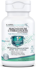 Kappa Nutrition, Magbrain® Plant‑Derived Magnesium L‑Threonate, 144 mg Elemental Magnesium, Brain & Nervous System Support, 60 Vegan Capsules, Once‑Daily Biocomplex.