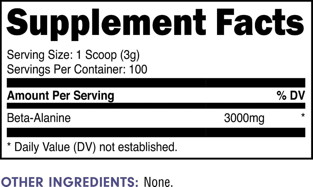 Bucked Up Beta Alanine 300mg Powder, Non-GMO, Gluten-Free, Unflavored (100 Servings)