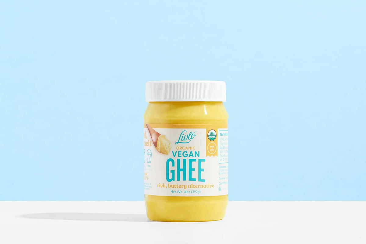 Livlo Organic Vegan Ghee - Plant Based Butter - No Refrigeration Necessary - Dairy, Soy Free, and Gluten Free Substitute to Ghee and Butter - 14 oz.