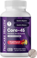 Core-45 Bariatric Multivitamin | Fruit Punch | Chewable | 90ct | Once Daily Bariatric Multivitamin with Iron 45mg Chewable Tablets for Gastric Bypass, Sleeve & Post-Op Support - Made in USA