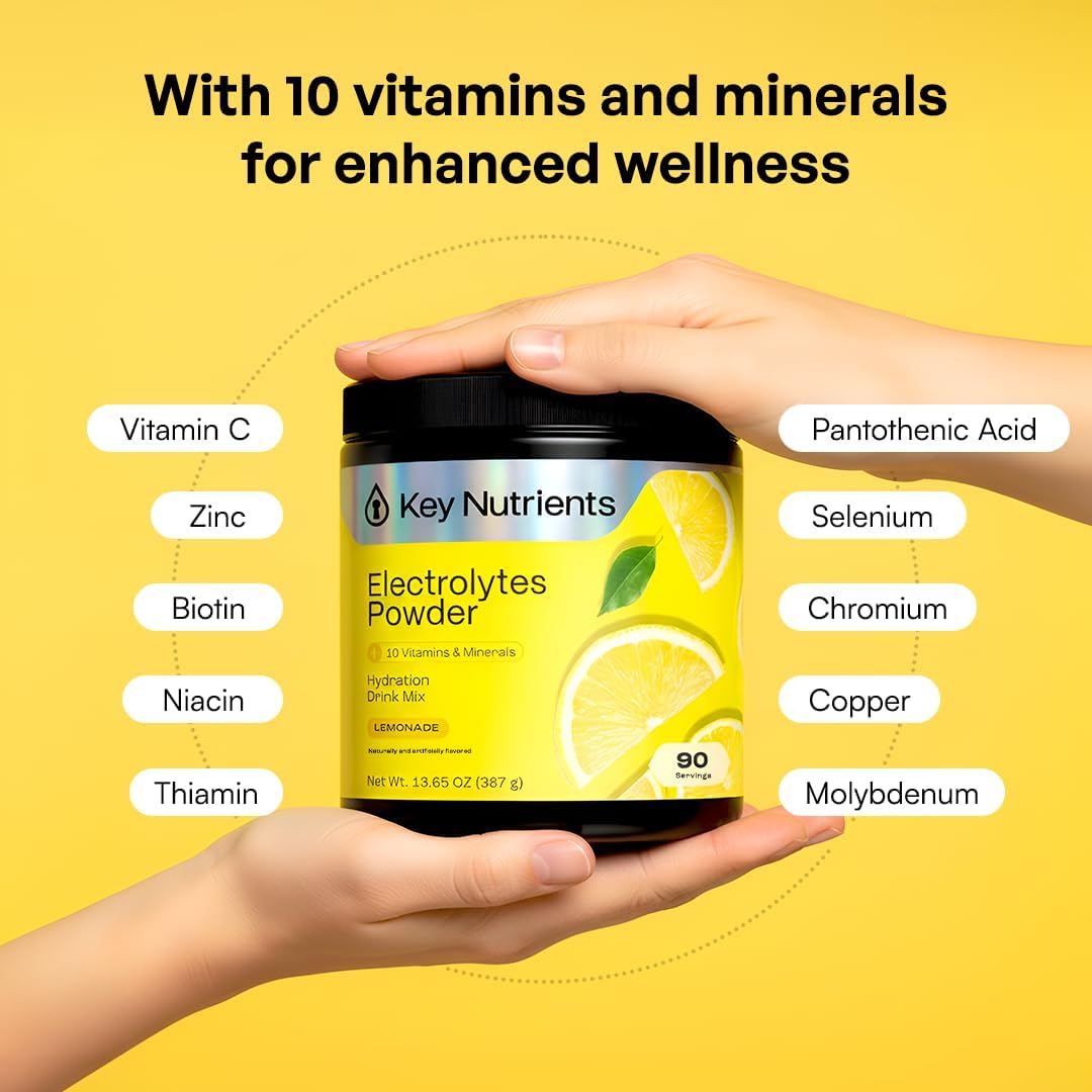 KEY NUTRIENTS Potassium Multivitamin Electrolytes Powder, Lemonade, 90 Serv